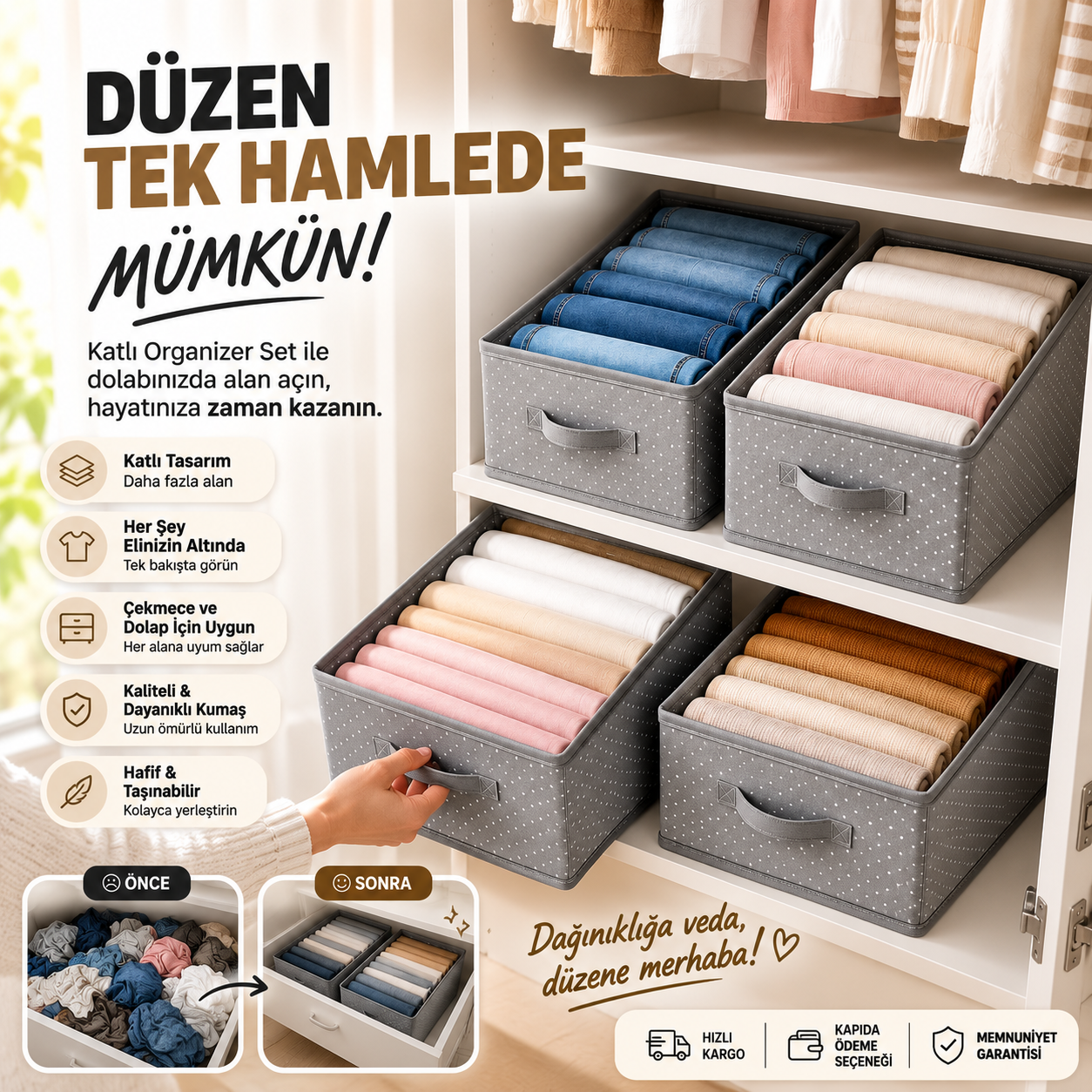 BulutHome 4'lü Çekmece ve Dolap Düzenleyici Seti